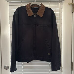 Zara Black with Brown Collar Barn Jacket